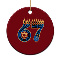 Funny 67 Hanukkah Ceramic Ornament Chanukah Menorah Dreidel Star Of David Six Seven Meme - Wonder Print Shop