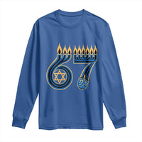 Funny 67 Hanukkah Long Sleeve Shirt Chanukah Menorah Dreidel Star Of David Six Seven Meme - Wonder Print Shop