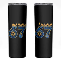 Funny 67 Hanukkah Skinny Tumbler Chanukah Menorah Dreidel Star Of David Six Seven Meme - Wonder Print Shop