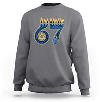Funny 67 Hanukkah Sweatshirt Chanukah Menorah Dreidel Star Of David Six Seven Meme - Wonder Print Shop