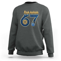 Funny 67 Hanukkah Sweatshirt Chanukah Menorah Dreidel Star Of David Six Seven Meme - Wonder Print Shop