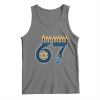 Funny 67 Hanukkah Tank Top Chanukah Menorah Dreidel Star Of David Six Seven Meme - Wonder Print Shop