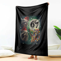 Funny Christmas Three Raccoons 67 Throw Blanket Trash Panda Moon Howling Six Seven Meme - Wonder Print Shop