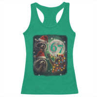 Funny Christmas Three Raccoons 67 Racerback Tank Top Trash Panda Moon Howling Six Seven Meme - Wonder Print Shop