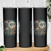 Funny Christmas Three Raccoons 67 Skinny Tumbler Trash Panda Moon Howling Six Seven Meme - Wonder Print Shop