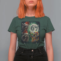 Funny Christmas Three Raccoons 67 T Shirt For Women Trash Panda Moon Howling Six Seven Meme - Wonder Print Shop