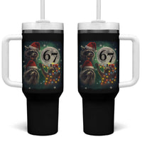 Funny Christmas Three Raccoons 67 Tumbler With Handle Trash Panda Moon Howling Six Seven Meme - Wonder Print Shop