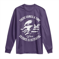 MLK Day There Comes A Time When Silence Is Betrayal Long Sleeve Shirt Martin Luther King Vintage American Flag Black History Month