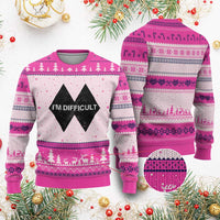 Funny I Am Difficult Double Black Diamond Ski Snowboard Ugly Christmas Sweater - Wonder Print Shop