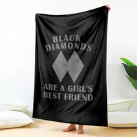 Funny Black Diamonds Are A Girls Best Friend Snow Skiing Throw Blanket