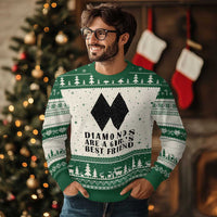 Funny Skiing Snowboarding Ugly Christmas Sweater Diamonds Are A Girls Best Friend