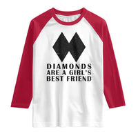 Funny Skiing Snowboarding Raglan Shirt Diamonds Are A Girls Best Friend