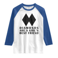 Funny Skiing Snowboarding Raglan Shirt Diamonds Are A Girls Best Friend