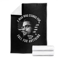 Malcolm X Throw Blanket A Man Who Stands For Nothing Will Fall For Anything American Flag - Wonder Print Shop