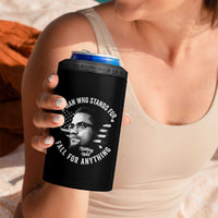 Malcolm X 4 in 1 Can Cooler Tumbler A Man Who Stands For Nothing Will Fall For Anything American Flag - Wonder Print Shop