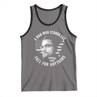 Malcolm X Tank Top A Man Who Stands For Nothing Will Fall For Anything American Flag - Wonder Print Shop