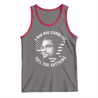 Malcolm X Tank Top A Man Who Stands For Nothing Will Fall For Anything American Flag - Wonder Print Shop