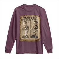 Black Leaders Long Sleeve Shirt Wanted Civil Rights Heroes MLK Malcolm X Web John Lewis