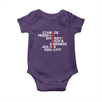 America Courage Freedom Diversity Rights Friendship Justice Baby Onesie