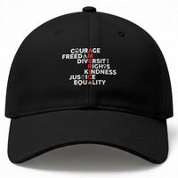 America Courage Freedom Diversity Rights Friendship Justice Baseball Cap