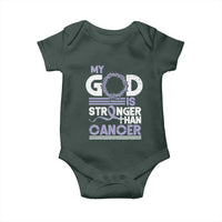 All Cancer Awareness Baby Onesie My God Is Stronger Than Cancer Lavender Ribbon