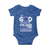 All Cancer Awareness Baby Onesie My God Is Stronger Than Cancer Lavender Ribbon