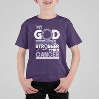 All Cancer Awareness T Shirt For Kid My God Is Stronger Than Cancer Lavender Ribbon