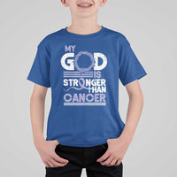 All Cancer Awareness T Shirt For Kid My God Is Stronger Than Cancer Lavender Ribbon