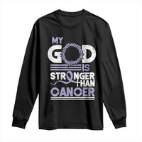 All Cancer Awareness Long Sleeve Shirt My God Is Stronger Than Cancer Lavender Ribbon