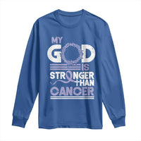 All Cancer Awareness Long Sleeve Shirt My God Is Stronger Than Cancer Lavender Ribbon