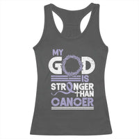 All Cancer Awareness Racerback Tank Top My God Is Stronger Than Cancer Lavender Ribbon