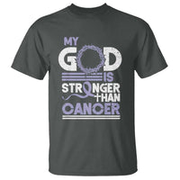 All Cancer Awareness T Shirt My God Is Stronger Than Cancer Lavender Ribbon