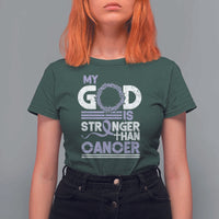 All Cancer Awareness T Shirt For Women My God Is Stronger Than Cancer Lavender Ribbon