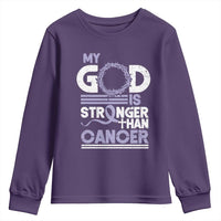 All Cancer Awareness Youth Sweatshirt My God Is Stronger Than Cancer Lavender Ribbon