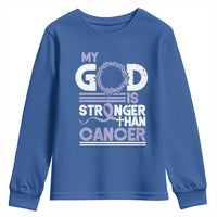 All Cancer Awareness Youth Sweatshirt My God Is Stronger Than Cancer Lavender Ribbon