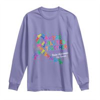 All Cancer Awareness Long Sleeve Shirt We're All Tied Together Raise Awareness For Cancer Ribbons