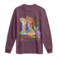 Funny All Cancer Awareness Long Sleeve Shirt Fight Cancer In All Colors Colorful Ribbon