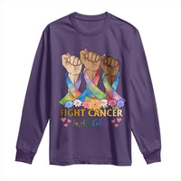 Funny All Cancer Awareness Long Sleeve Shirt Fight Cancer In All Colors Colorful Ribbon