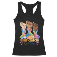 Funny All Cancer Awareness Racerback Tank Top Fight Cancer In All Colors Colorful Ribbon
