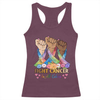 Funny All Cancer Awareness Racerback Tank Top Fight Cancer In All Colors Colorful Ribbon