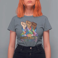 Funny All Cancer Awareness T Shirt For Women Fight Cancer In All Colors Colorful Ribbon