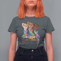 Funny All Cancer Awareness T Shirt For Women Fight Cancer In All Colors Colorful Ribbon