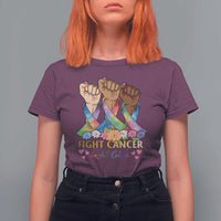 Funny All Cancer Awareness T Shirt For Women Fight Cancer In All Colors Colorful Ribbon