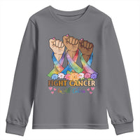 Funny All Cancer Awareness Youth Sweatshirt Fight Cancer In All Colors Colorful Ribbon