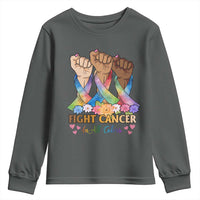 Funny All Cancer Awareness Youth Sweatshirt Fight Cancer In All Colors Colorful Ribbon