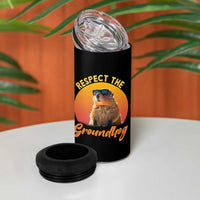Funny Groundhog Day 4 in 1 Can Cooler Tumbler Respect The Groundhog Woodchuck - Wonder Print Shop