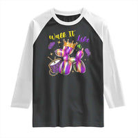 Funny Mardi Gras Raglan Shirt Walk It Like A Dog Balloon New Orleans