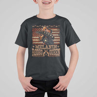 Melanin Rodeo Queen T Shirt For Kid Black Cowgirl Vintage American Flag