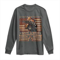 Melanin Rodeo Queen Long Sleeve Shirt Black Cowgirl Vintage American Flag