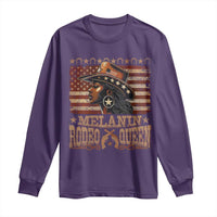 Melanin Rodeo Queen Long Sleeve Shirt Black Cowgirl Vintage American Flag